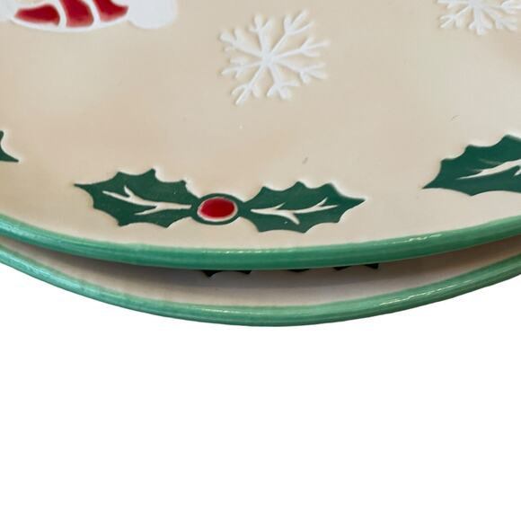 ELI + ANA Christmas VINTAGE SNOWMAN Dinner Plate 11in Set of 4 Ceramic New - Picture 9 of 12